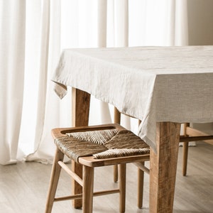 Natural Beige Linen Tablecloth, Organic Stonewashed Linen Tablecloth