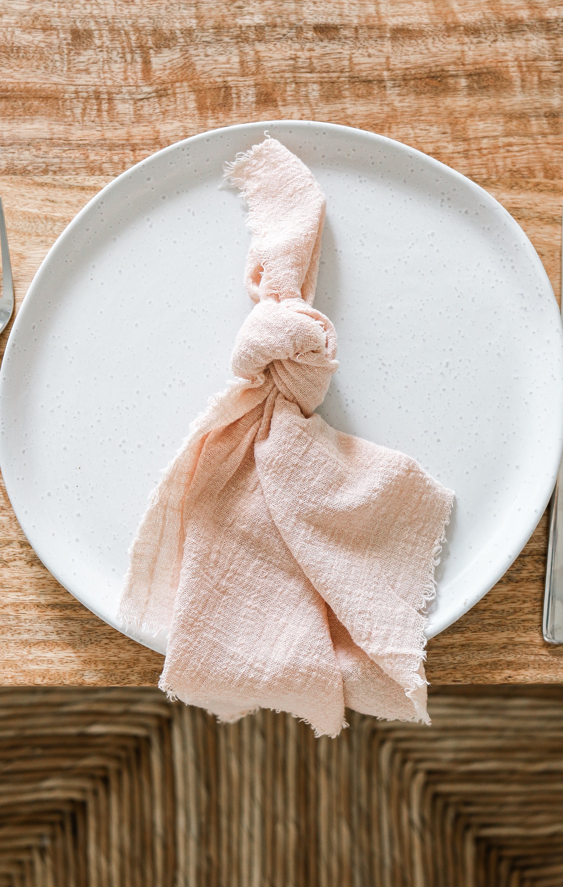 Blush Pink Cotton Napkins Frayed Linen Napkins Light Pink Etsy