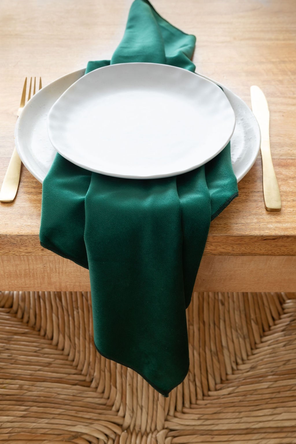 Emerald Green Velvet Napkins