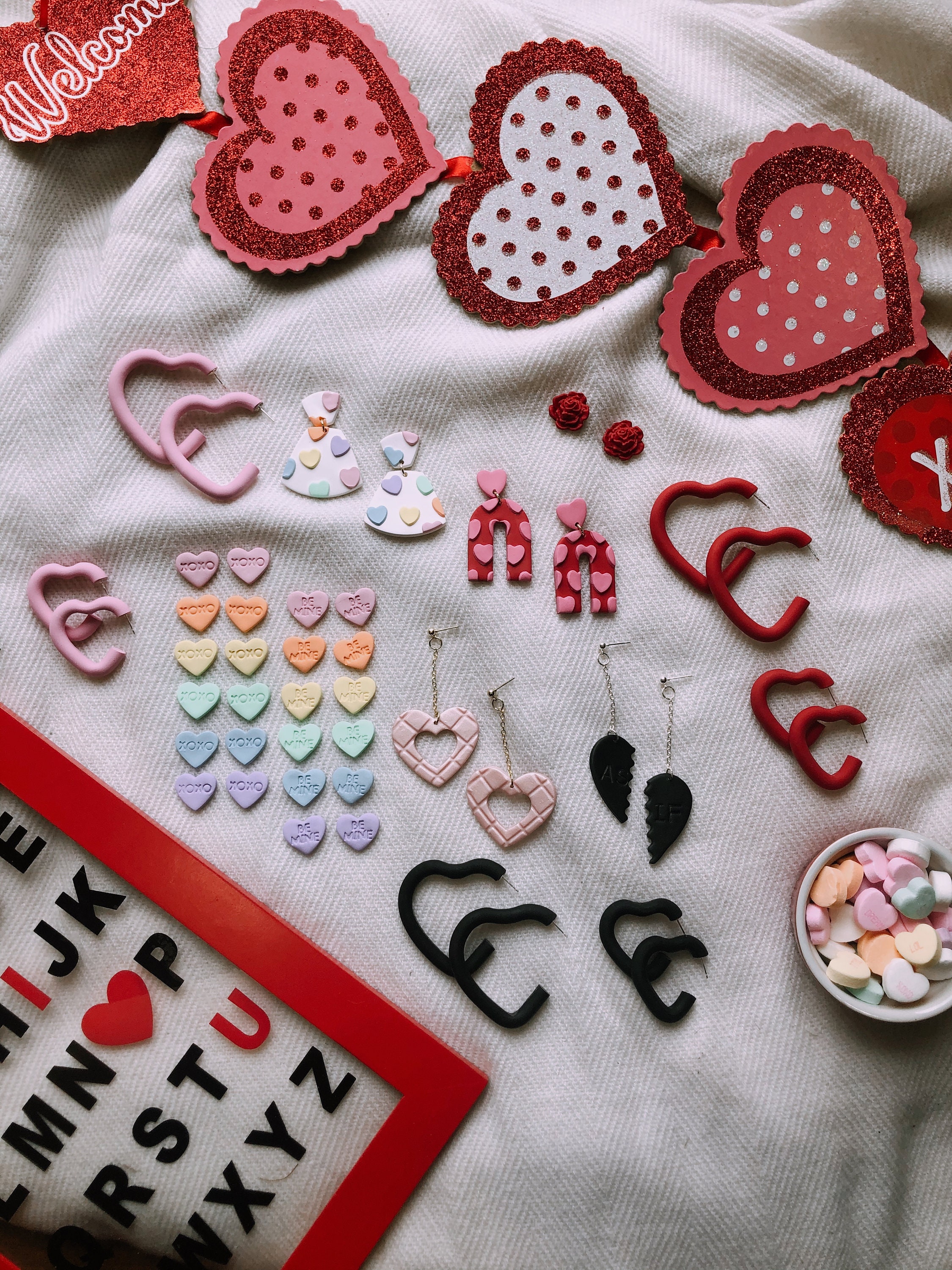 statement earrings clay earrings Valentine\u2019s Day gift for her gifts for her earrings Valentine\u2019s Day gifts polymer clay earrings