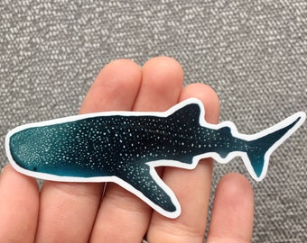 Whale Shark Vinyl Sticker, Waterproof Ocean Animal Sea Creature Decal, Cute Water Lover Gift, Stocking Stuffer Christmas, Free Shipping!