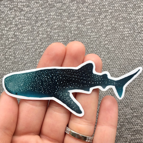 Whale Shark Vinyl Sticker, Waterproof Ocean Animal Sea Creature Decal, Cute Water Lover Gift, Stocking Stuffer Christmas, Free Shipping!