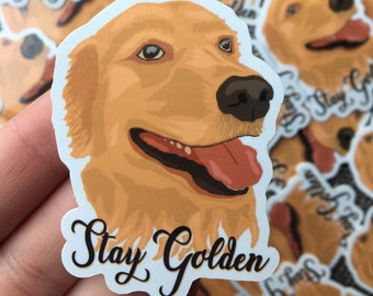 Golden Retriever Stay Golden Sticker, Pet Cute Dog Breed Funny Waterproof Vinyl Decal, Dog Lover Gift, Free Shipping Christmas