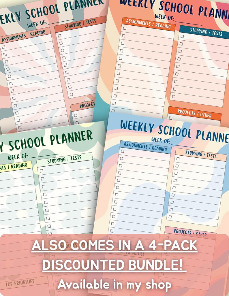 Pastel Weekly School Planner | Student Assignment Tracker (digital ...