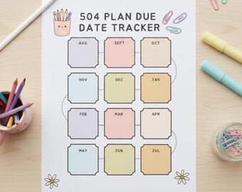 504 Plan Due Date Tracker | School Counselor Organizer (PDF Printable) | Disability Diagnosis IEP Accommodations Compliance Sheet