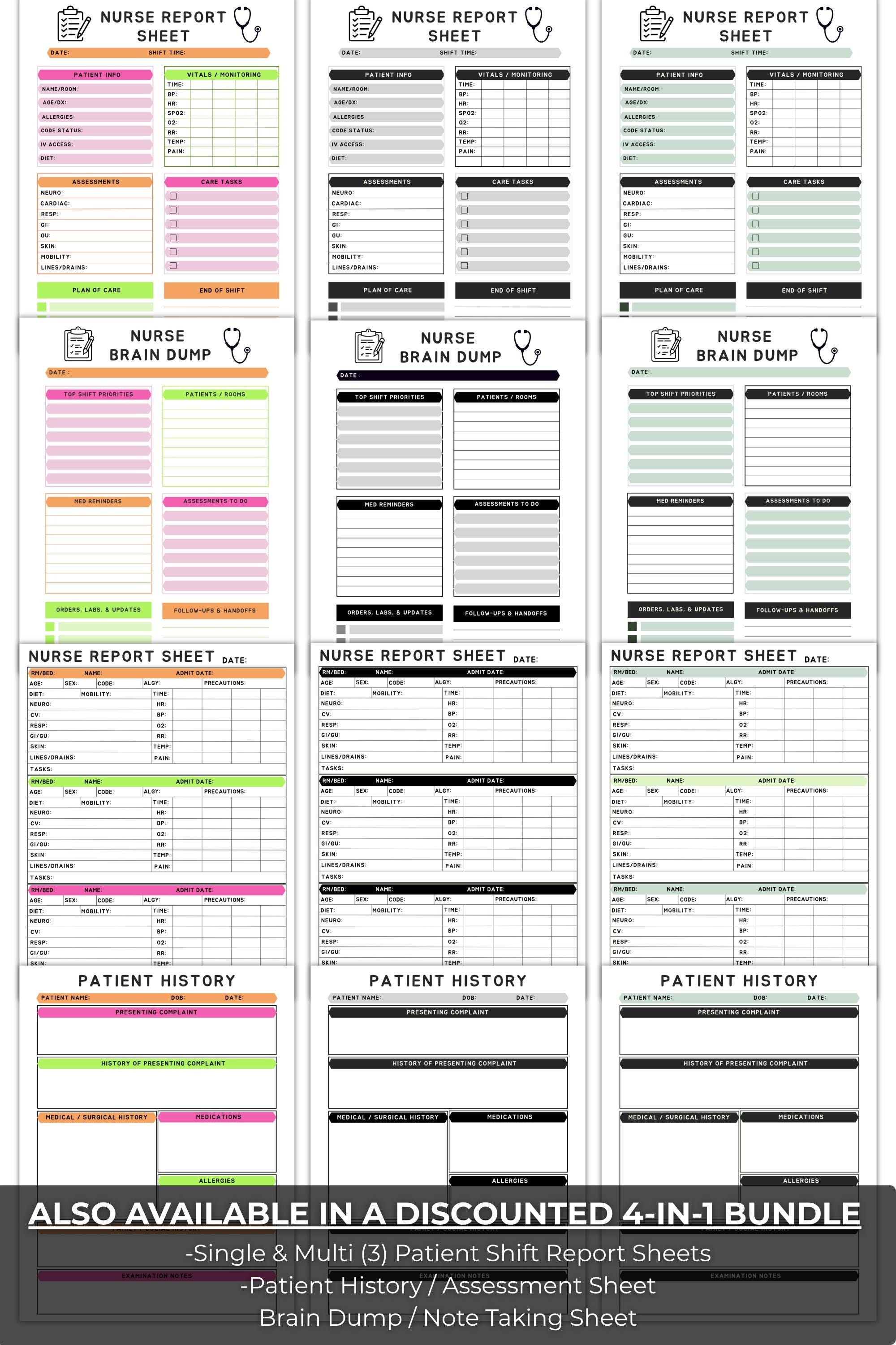 Editable Nurse Brain Dump Template | Printable Shift Organizer Sheet ...