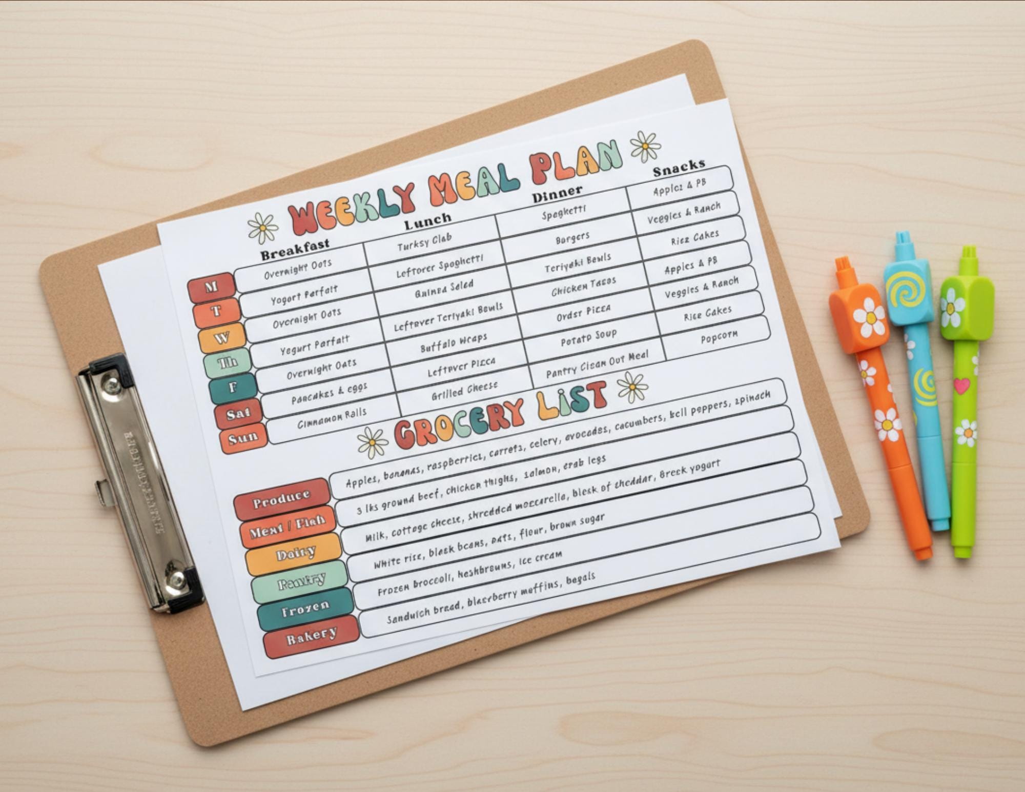 Weekly Meal Plan & Grocery List Printable | Groovy Compact Kitchen ...