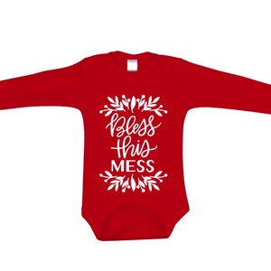 Bless this Mess Baby Onesie-Custom Baby Onesie-Red Onesie-Baby Blue Onesie