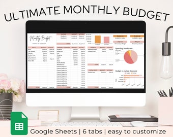 Monthly Budget Spreadsheet Google Sheets | Monthly Budget Dashboard | Monthly Budget Planner