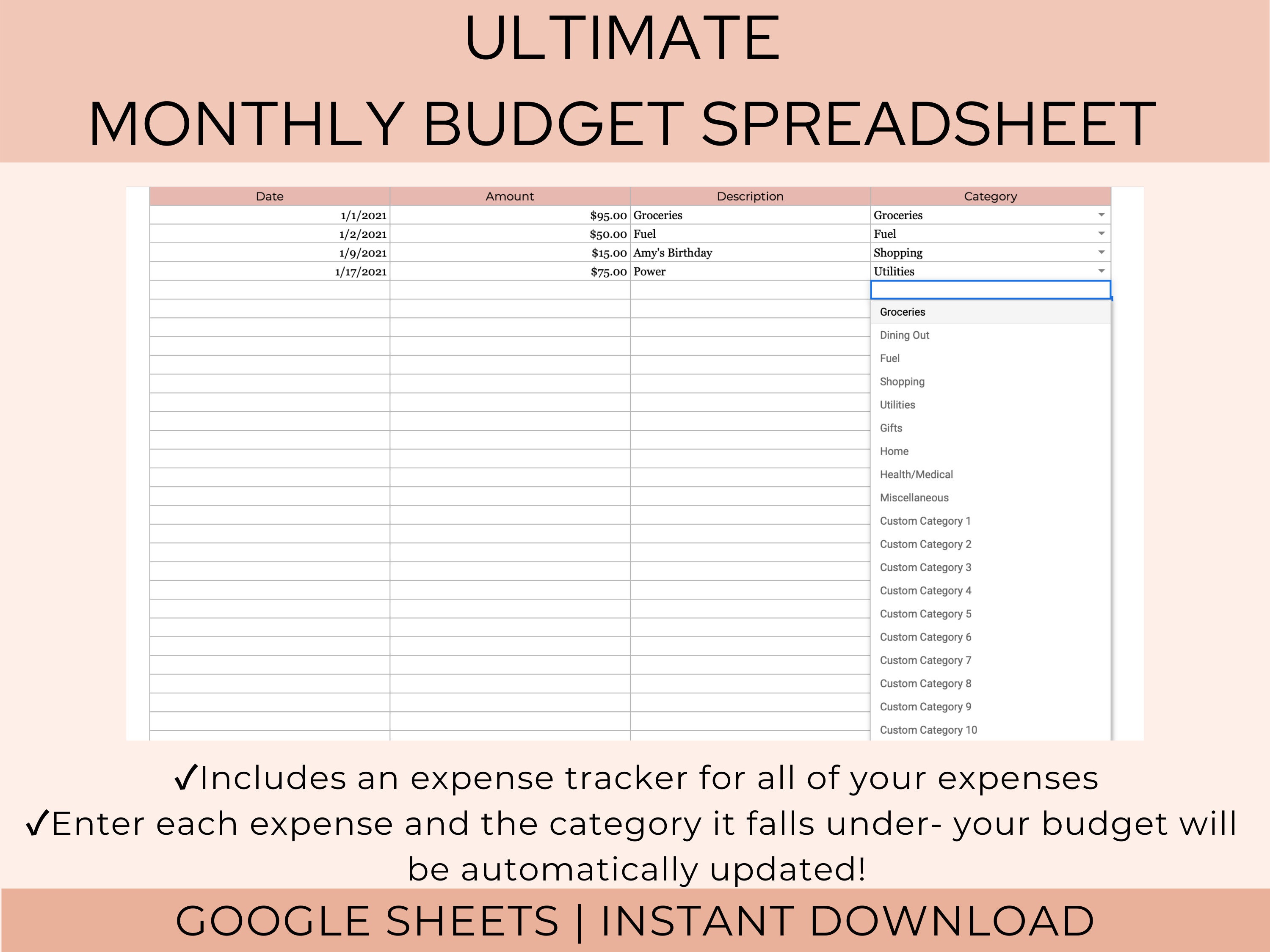 Easy Monthly Budget Template Google Sheets Leqwerchecker