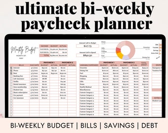 Biweekly Budget Planner Google Sheets | Paycheck Budget Sheet | Spreadsheet Bi-weekly Budget Tracker