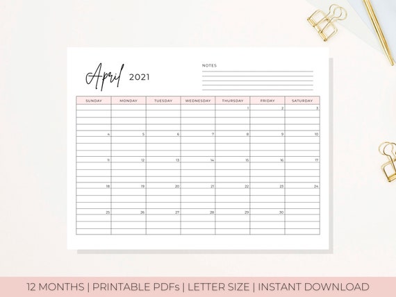 2021-2022 Printable Bill Calendar 2021 Calendar 2021 | Etsy