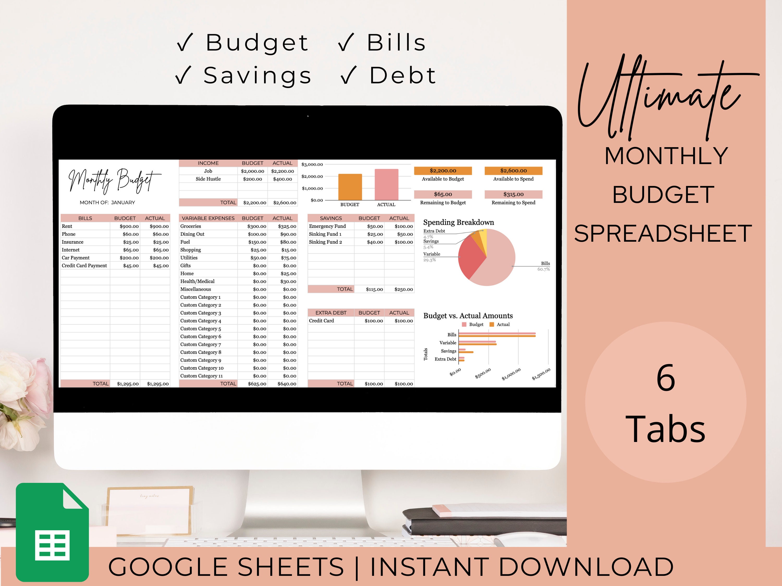 Monthly Budget Spreadsheet Google Sheets | Monthly Budget Dashboard |…