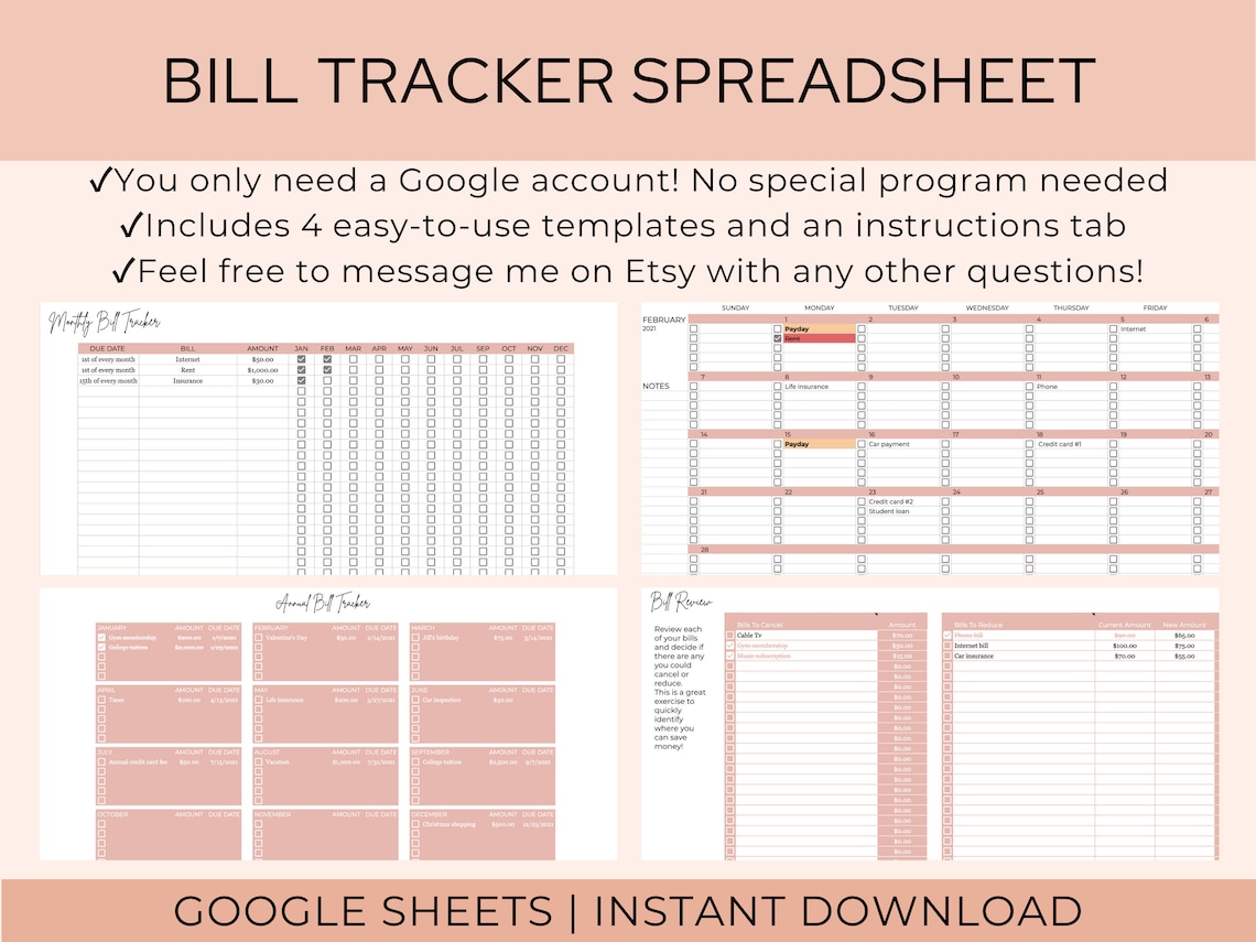 Google Sheets Bill Tracker Template Free Google Sheets Bill Tracker Template Free