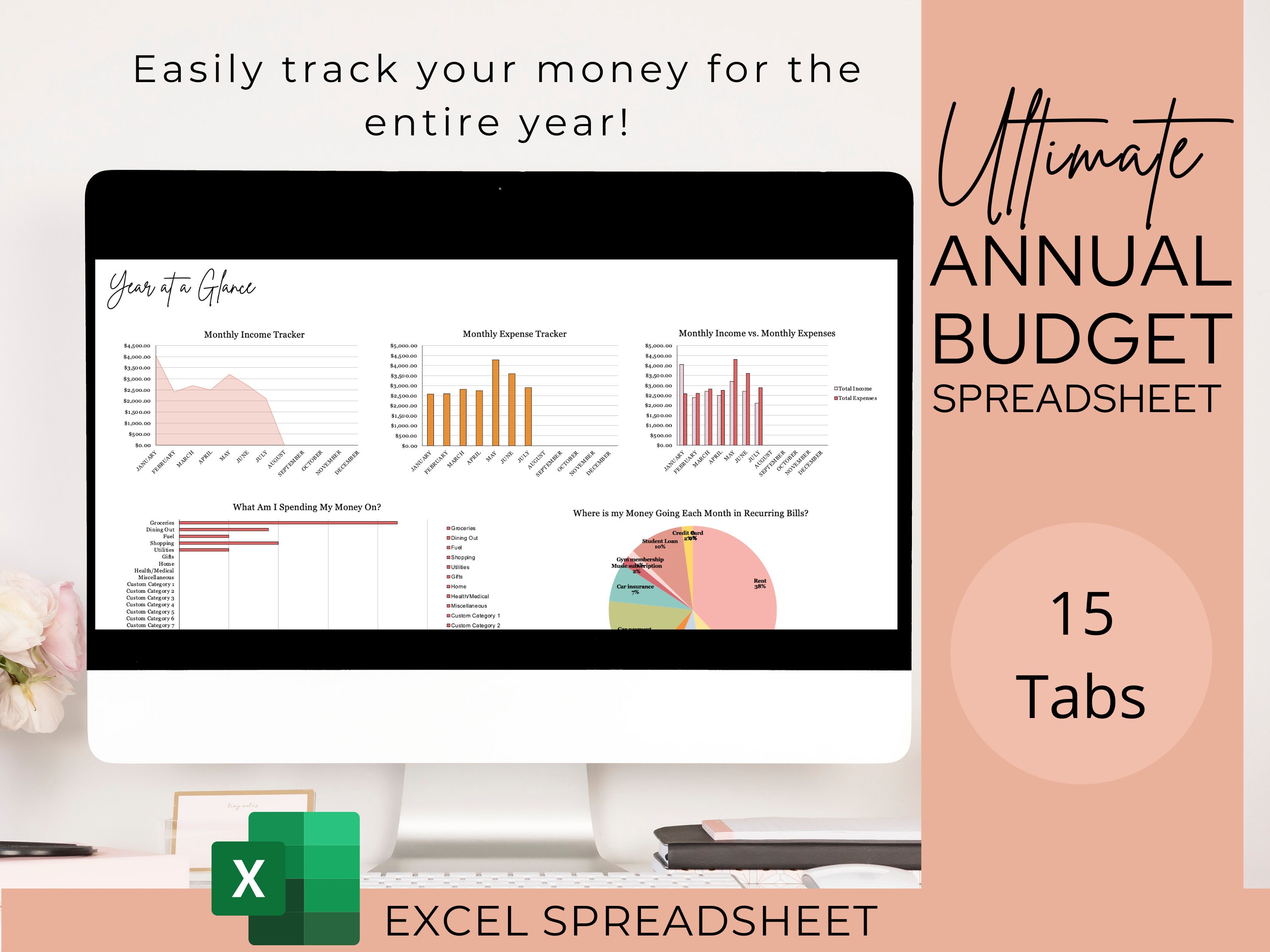 Annual Budget Spreadsheet | Excel Budget Template | Digital Finance P…