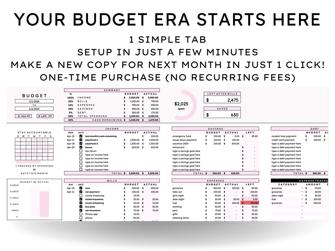 Monthly Budget Spreadsheet: Google Sheets Planner & Tracker - Etsy Canada