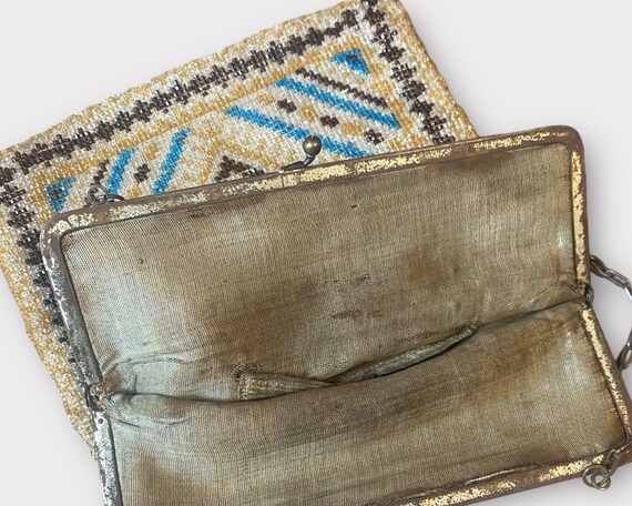 Vintage 30s Beaded Evening Bag Green Rhinestone Scrollwork main image 0