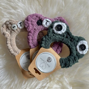 Cute Crochet Critter Hair Tie | Handmade Soft Plush Bear & Frog Scrunchies