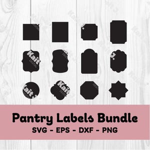 Kitchen pantry label SVG Bundle – 12 blank shapes for jars, canisters and spice containers
