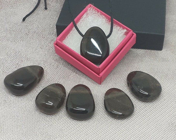 Smokey Quartz Pendant- Black Cord- Gift Box- Gift-Yourself- Friends-Family-Loved One-Gift Box