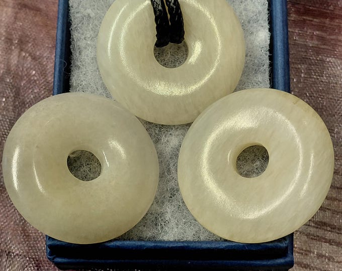 Yellow Aventurine-Donut -Pendant- Black Cord - Gift-Yourself- Friends-Family-Loved One-Gift Box