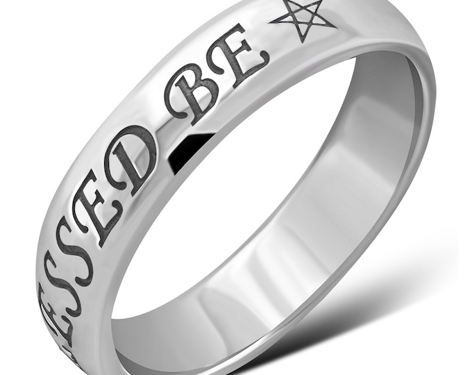 Ring Sterling Silver 925 -  Blessed Be -Pentagram - New "Goddess Collection"- Multiple Sizes Available- Gift Box- NEW