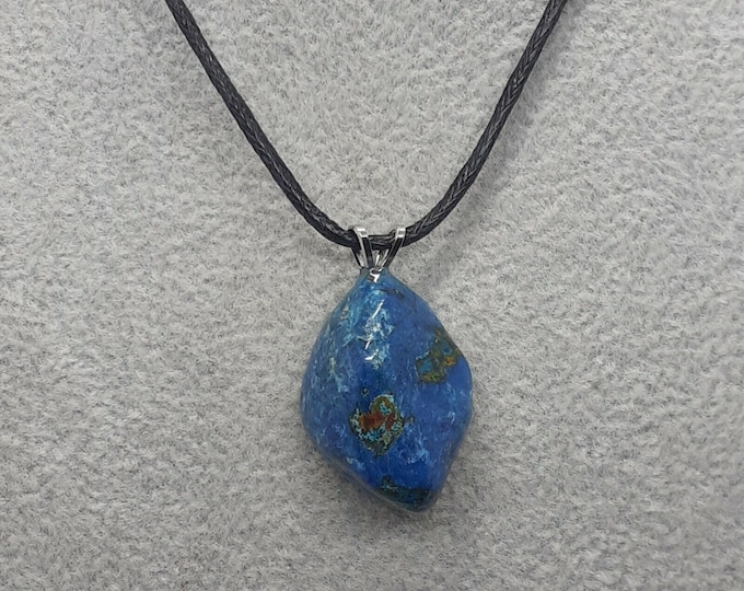Chrysocolla- V Bail -Pendant- Black Cord-stone of universal love- Gift Box