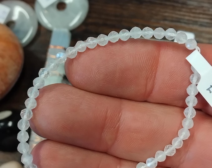 Rainbow Moonstone- A Grade- Faceted- 4 mm- Bracelet-Gift-Yourself-Friends-Family-Loved One