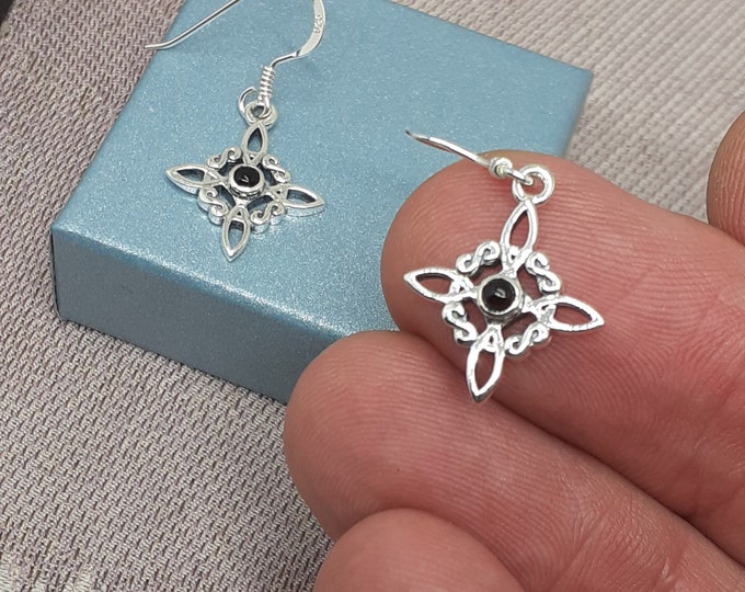 Witches Knot -Earrings Sterling Silver 925 -Black Obsidian New "Goddess Collection"- Lovely Gift- Yourself- Friends- Family-Loved One