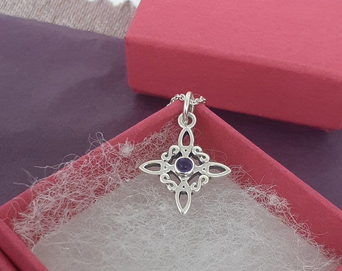 Witches Knot -Charm-SMALL-Pendant Sterling Silver 925 -Amethyst New "Goddess Collection"- Lovely Gift- Yourself- Friends- Family-Loved One