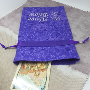 Deluxe Tarot Karten Beutel Tasche, gefütterter Beutel, handgefertigt -Stickerei- Wie Oben So Unten -Tibetanische Silberperlen- Neues Design