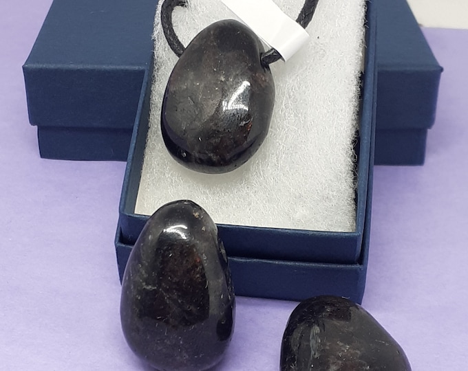 Arfvedsonite - Pendant- Black Cord -developing psychic abilities- Gift-Yourself- Friends-Family-Loved One-Gift Box