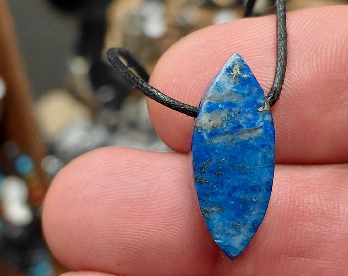 Marquise Lapis Lazuli-3 cm -Pendant- Black Cord - Gift-Yourself- Friends-Family-Loved One-Gift Box
