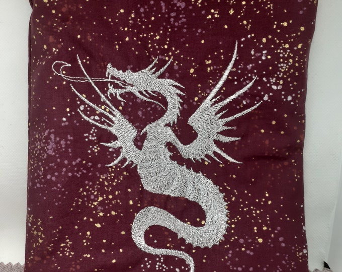 Deluxe Tarot - oracle cards EXTRA LARGE-pouch Bag, lined pouch, handmade - Dragon-Embroidery-Tibetan Silver Beads- New Design