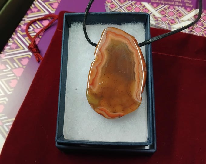 Condor Agate-Tumbled-Pendant- Black Cord - Gift-Yourself- Friends-Family-Loved One-Gift Box