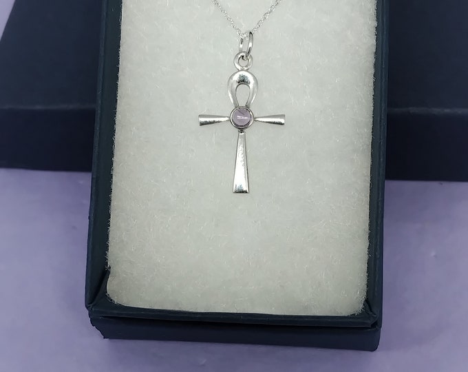 Amethyst Ankh Small and Dainty Pendant Sterling 925 Silver "Goddess Collection" Lovely Gift Yourself Friends Family-Loved One