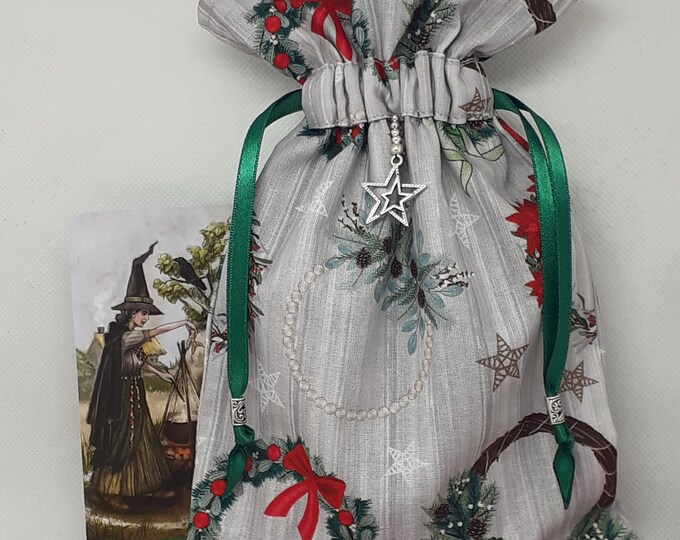 Deluxe Tarot - Oracle- cards pouch Bag, lined pouch, handmade -Xmas-Charm- Beads- New Design