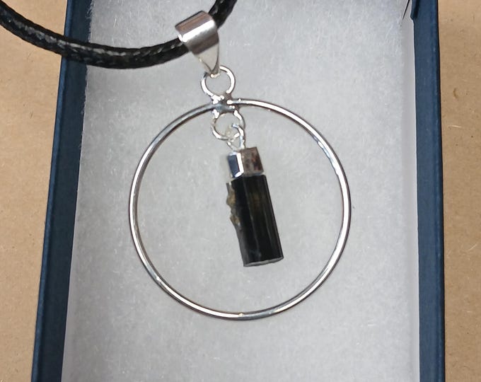 Black Tourmaline-Silver Plated -Pendant- Black Cord - Gift-Yourself- Friends-Family-Loved One-Gift Box