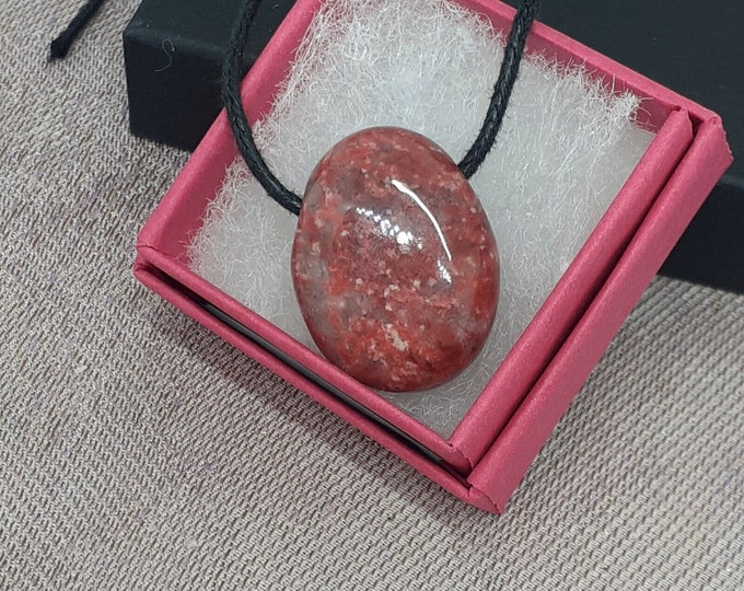 Thulite Pendant- Black Cord- Gift Box- Gift-Yourself- Friends-Family-Loved One-Gift Box