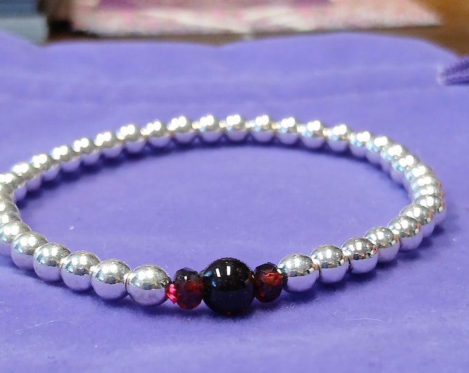Hematite-Garnet-Silver Plated-Bracelet-Gift-Yourself-Friends-Family-Loved One