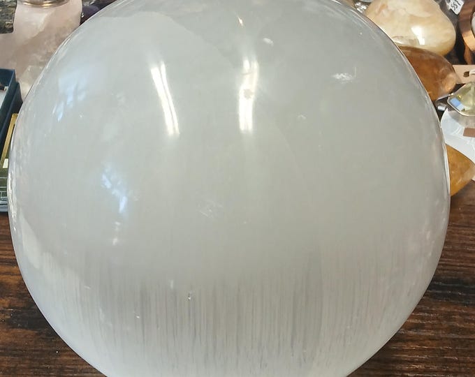 Selenite-Extra Large Sphere- 15 cm-Polished-Enhances Intuition- Psychic Abilities -Gift-Yourself-Friends-Family-Loved One