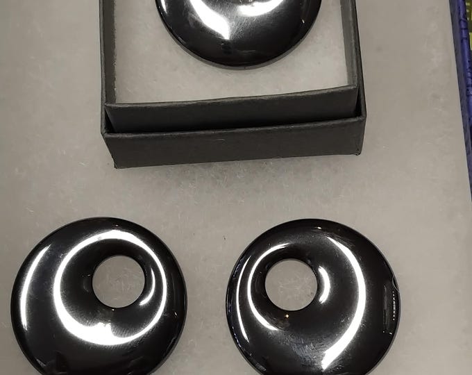 30 mm Agogo shaped Hematine- Pendant - Pendant- Black Cord - Gift-Yourself- Friends-Family-Loved One-Gift Box
