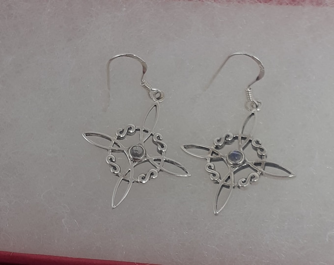 Rainbow Moonstone Witches Knot -Earrings Sterling Silver 925 - New "Goddess Collection"- Lovely Gift- Yourself- Friends- Family-Loved One