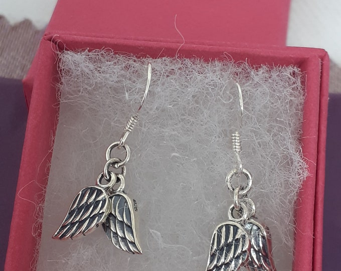 Angel Wings Earrings Sterling Silver 925 The "Goddess Collection" Pentacle- Gift- Yourself- Friends- Family- Loved One