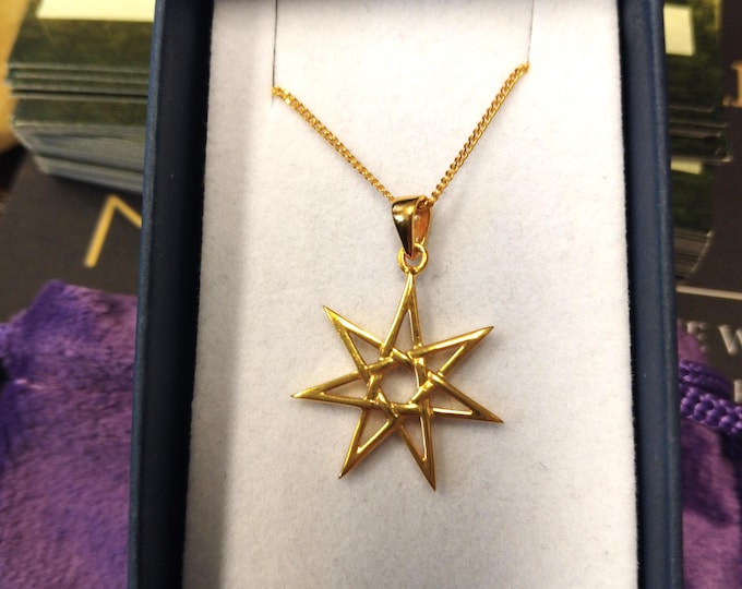 Fairie 7 Pointed Star Pendant- Sterling Silver 925 -14 K Gold Plated- "Goddess Collection"- Lovely Gift- Yourself- Friends- Family-Loved One