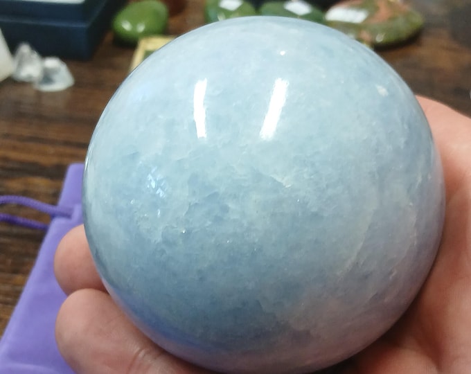 Blue Calcite-Sphere-70 mm-Gift-Yourself-Friends-Family-Loved One