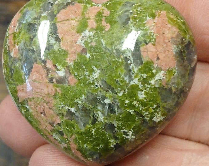 Unakite-Large-45 mm-Puff-Heart-Gift-Yourself-Friends-Family -Loved One