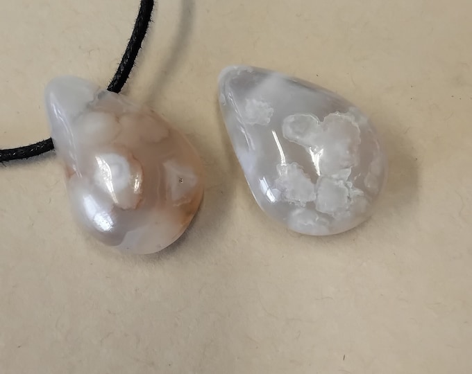 Flower Agate Pendant Necklace- Cord - Gift-Yourself- Friends-Family-Loved One-Gift Box