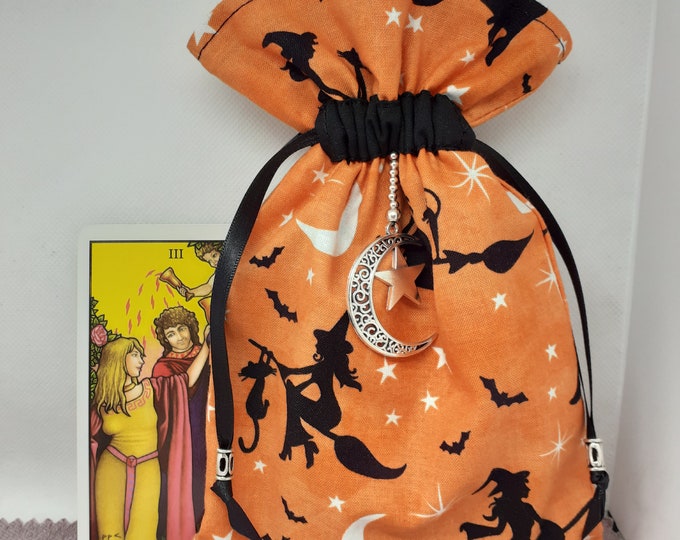Deluxe Tarot - Oracle- cards pouch Bag, lined pouch, handmade - Witch-Charm- Beads- New Design