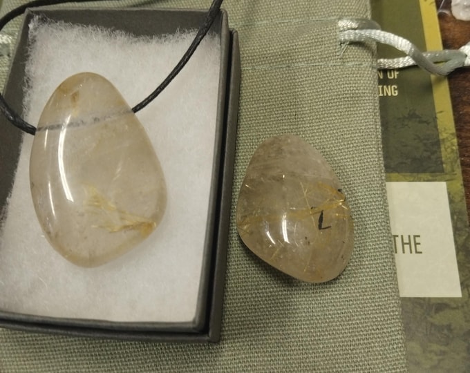 Rutilated Quartz- Pendant- Black Cord - Gift-Yourself- Friends-Family-Loved One-Gift Box